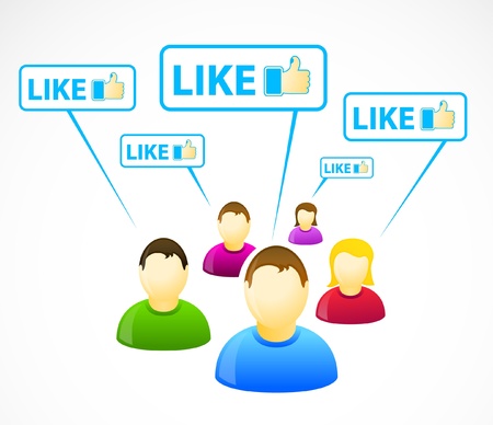 Colorful social network people with speech bubbles のイラスト素材