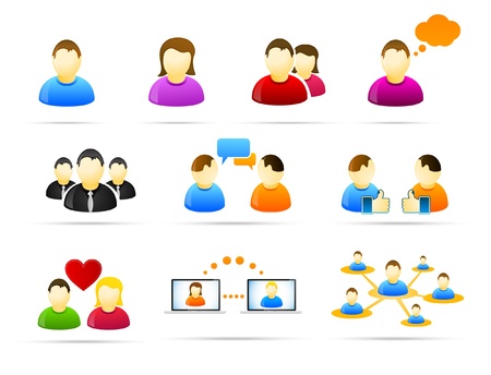 Colorful social media people icon set のイラスト素材