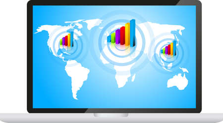 Modern laptop with chartsのイラスト素材