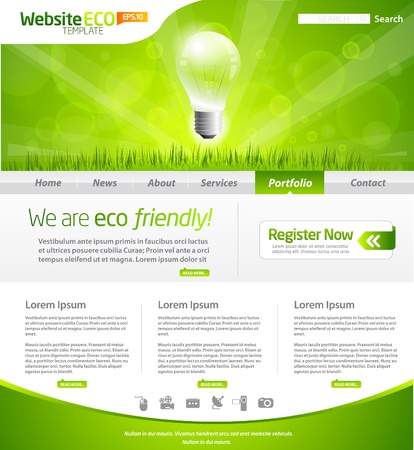 Green eco website layout templateのイラスト素材