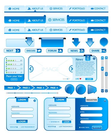 Big collection of blue web design elementsのイラスト素材