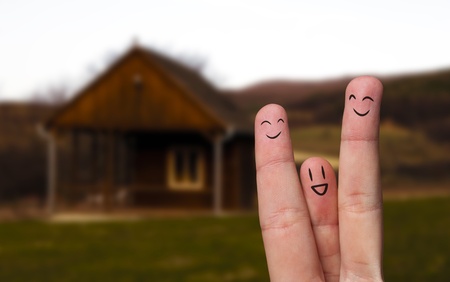 Happy Finger hug and new house in background