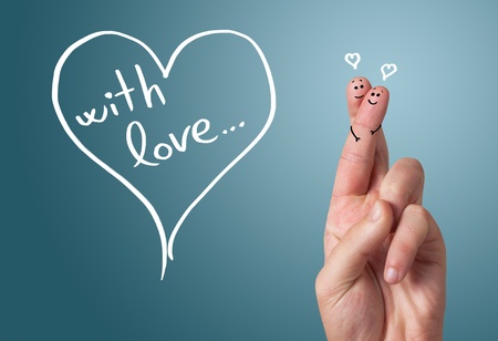 Painted finger smiley, valentine's day theme の写真素材