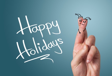 Painted finger smiley, happy holiday themeの写真素材