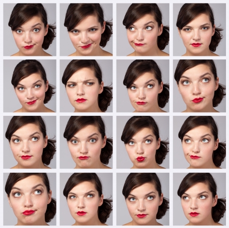 Beautiful Young Woman Collection of Expressions の写真素材