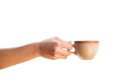 Coffee-cup with white copy space, isolated on whiteの写真素材