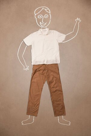 Hand drawn cute funny character in casual clothesの写真素材