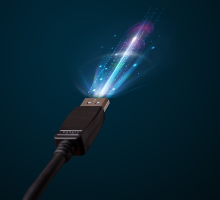 Glowing electric cable close-up