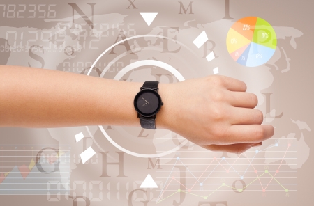 Clocks with world time and finance graph business conceptの写真素材