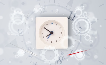  Modern clock with parts comming out on the sideの写真素材