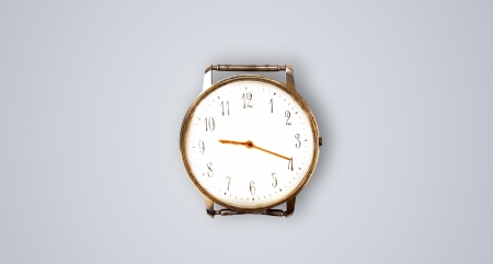 Modern clock showing precise time, hours and minutesの写真素材