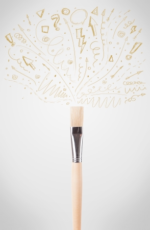 Paintbrush close-up with sketchy arrowsの写真素材