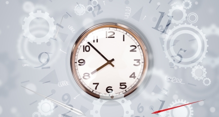  Modern clock with parts comming out on the sideの写真素材