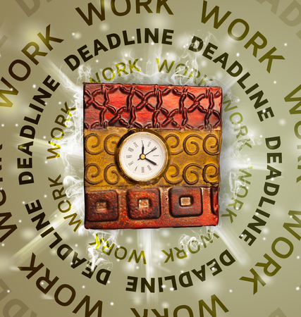 Clocks with work and deadline round writing conceptの写真素材