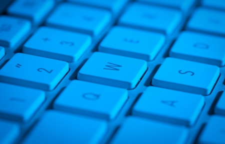Computer keyboard close-up with empty spaceの写真素材