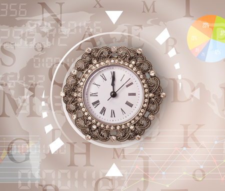 Clocks with world time and finance graph business conceptの写真素材