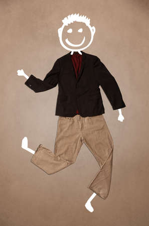 Casual clothes with hand drawn smiley funny character の写真素材