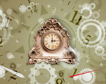 Vintage clock with numbers comming out on the side