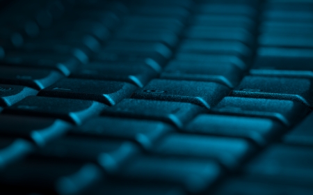 Computer keyboard close-up with empty spaceの写真素材