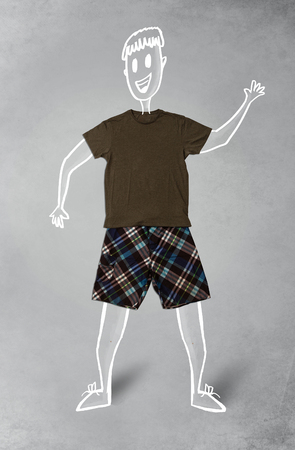 Hand drawn cute funny character in casual clothesの写真素材