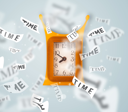 Clock and watch concept with time flying away on paperの写真素材