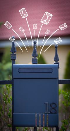 Hand drawn letters and envelopes comming out of a mailbox