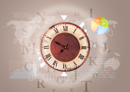 Clocks with world time and finance graph business conceptの写真素材