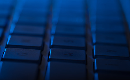 Computer keyboard close-up with empty spaceの写真素材