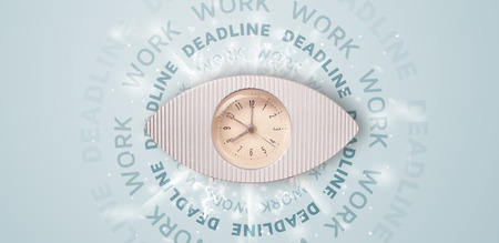 Clocks with work and deadline round writing conceptの写真素材