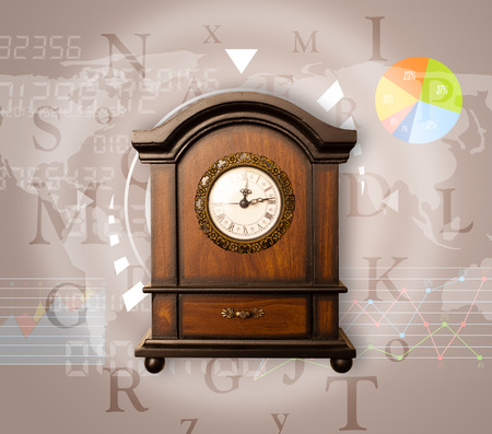 Clocks with world time and finance graph business conceptの写真素材