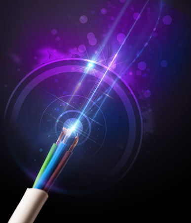 Glowing electric cable close-upの写真素材