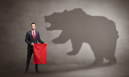 Businessman with bear shadow and toreador conceptの写真素材