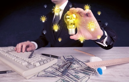 businessman has a bright idea conceptの写真素材
