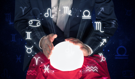 Astronaut looking for inspiration in his crystal magic ballの写真素材