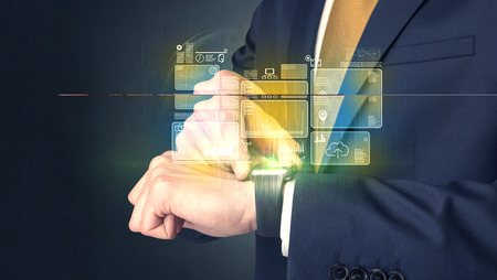 Man with smartwatch.の写真素材