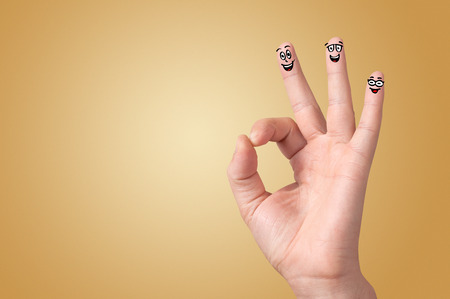 Smart looking fingers smilingの写真素材