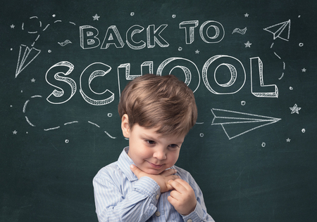 Cute boy with back to school conceptの写真素材