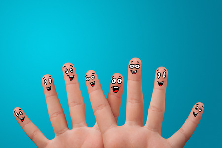 Smiling fingers togetherの写真素材