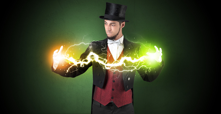 Magician energy between his hands