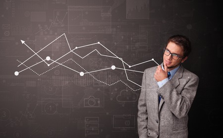 Person standing with increasing graph conceptの写真素材