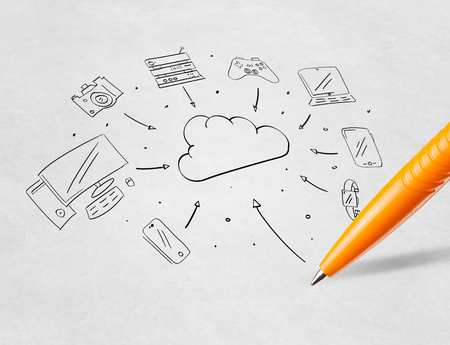 Drawing online task management conceptの写真素材