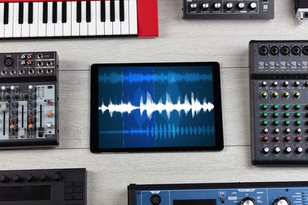 Tablet and electronic music instrumentsの写真素材