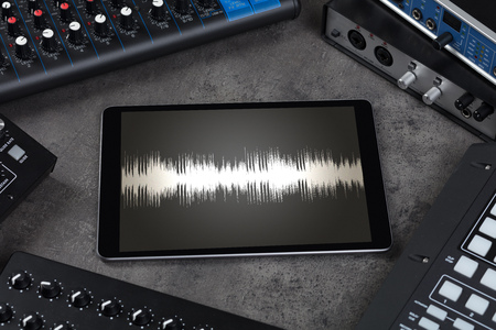 Tablet and electronic music instrumentsの写真素材