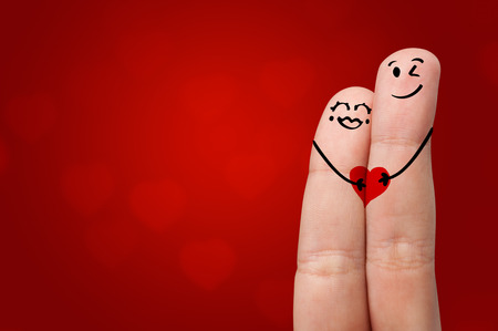 Smiley fingers loving each otherの写真素材