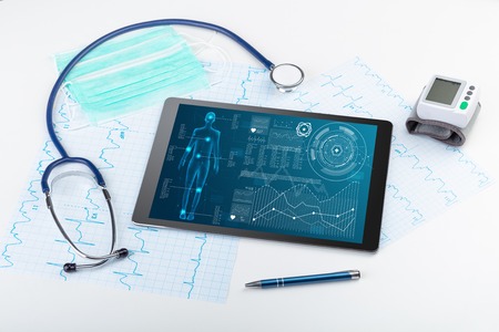 Medical full body screening software on tabletの写真素材