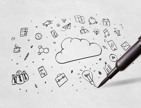 Drawing online task management conceptの写真素材