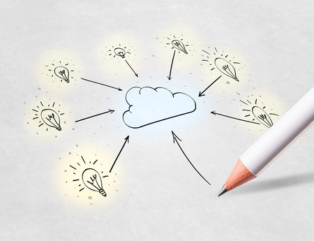 Pencil drawing online task management conceptの写真素材