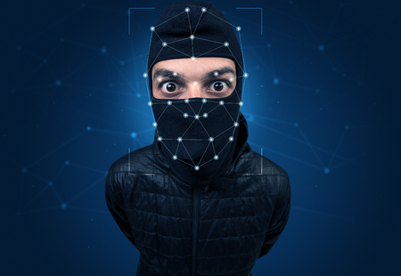 Recognition of a face by layering a mesh. Biometric verification and identificationの写真素材