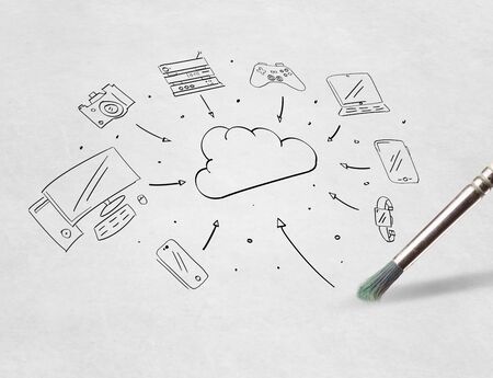 Pencil drawing online task management conceptの写真素材