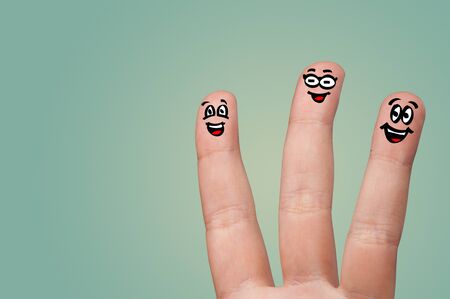 Smart looking fingers smiling and huggingの写真素材
